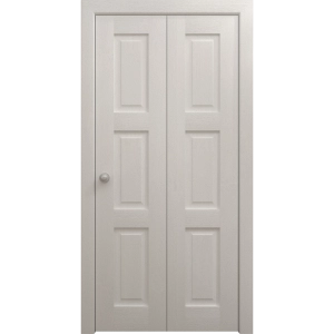Sliding Closet Bi-fold Doors 36 x 80 inches | Ego 5010 Painted White Oak | Sturdy Tracks Moldings Trims Hardware Set | Wood Solid Bedroom Wardrobe Doors