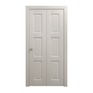 Sliding Closet Bi-fold Doors 48 x 96 inches | Ego 5010 Painted White Oak | Sturdy Tracks Moldings Trims Hardware Set | Wood Solid Bedroom Wardrobe Doors