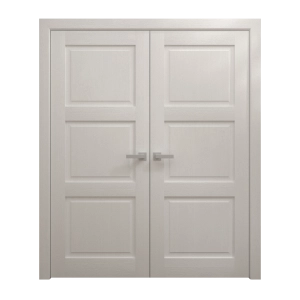 Interior Solid French Double Doors 84 x 96 inches | Ego 5010 Painted White Oak | Wood Interior Solid Panel Frame | Closet Bedroom Modern Doors