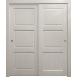 Sliding Closet Bypass Doors 36 x 80 inches | Ego 5010 Painted White Oak | Rails Hardware Set | Wood Solid Bedroom Wardrobe Doors