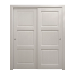 Sliding Closet Bypass Doors 72 x 84 inches | Ego 5010 Painted White Oak | Rails Hardware Set | Wood Solid Bedroom Wardrobe Doors
