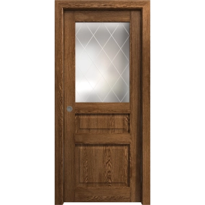 Sliding Pocket Door 18 x 84 inches | Ego 5011 Cognac Oak Veneer | Kit Rail Hardware | Solid Wood Interior Bedroom Modern Doors