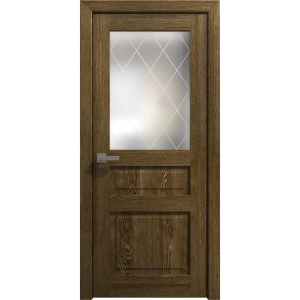 Interior Solid French Door 18 x 80 inches | Ego 5011 Marble Oak | Single Regular Panel Frame Handle | Bathroom Bedroom Modern Doors