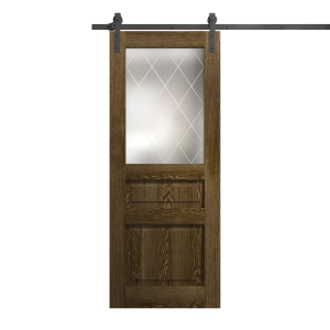Modern Barn Door 28 x 80 inches | Ego 5011 Marble Oak | 6.6FT Rail Track Heavy Hardware Set | Solid Panel Interior Doors