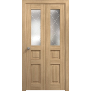 Sliding Closet Bi-fold Doors 36 x 80 inches | Ego 5011 Natural Oak | Sturdy Tracks Moldings Trims Hardware Set | Wood Solid Bedroom Wardrobe Doors