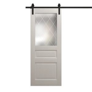 Modern Barn Door 30 x 96 inches | Ego 5011 Painted White Oak | 6.6FT Rail Track Heavy Hardware Set | Solid Panel Interior Doors