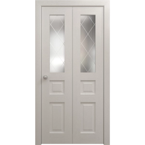 Sliding Closet Bi-fold Doors 36 x 80 inches | Ego 5011 Painted White Oak | Sturdy Tracks Moldings Trims Hardware Set | Wood Solid Bedroom Wardrobe Doors