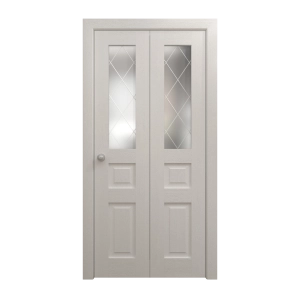 Sliding Closet Bi-fold Doors 72 x 80 inches | Ego 5011 Painted White Oak | Sturdy Tracks Moldings Trims Hardware Set | Wood Solid Bedroom Wardrobe Doors