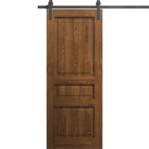 Modern Barn Door 18 x 80 inches | Ego 5012 Cognac Oak Veneer | 6.6FT Rail Track Heavy Hardware Set | Solid Panel Interior Doors