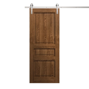 Modern Barn Door 30 x 96 inches | Ego 5012 Cognac Oak Veneer | 6.6FT Silver Rail Track Heavy Hardware Set | Solid Panel Interior Doors