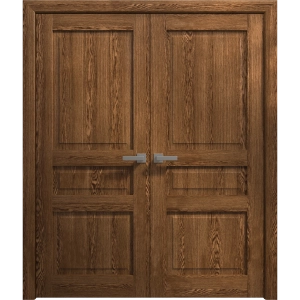 Interior Solid French Double Doors 36 x 80 inches | Ego 5012 Cognac Oak Veneer | Wood Interior Solid Panel Frame | Closet Bedroom Modern Doors