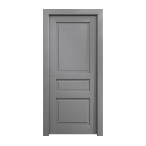 Sliding Pocket Door 28 x 96 inches | Ego 5012 Painted Grey Oak | Kit Rail Hardware | Solid Wood Interior Bedroom Modern Doors