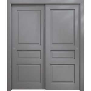 Sliding Closet Bypass Doors 36 x 80 inches | Ego 5012 Painted Grey Oak | Rails Hardware Set | Wood Solid Bedroom Wardrobe Doors