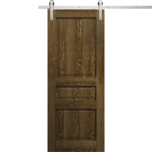 Modern Barn Door 18 x 80 inches | Ego 5012 Marble Oak | 6.6FT Silver Rail Track Heavy Hardware Set | Solid Panel Interior Doors