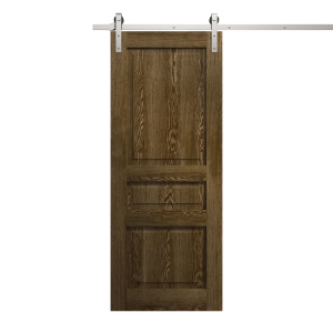 Modern Barn Door 30 x 96 inches | Ego 5012 Marble Oak | 6.6FT Silver Rail Track Heavy Hardware Set | Solid Panel Interior Doors