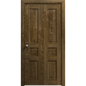 Sliding Closet Bi-fold Doors 36 x 80 inches | Ego 5012 Marble Oak | Sturdy Tracks Moldings Trims Hardware Set | Wood Solid Bedroom Wardrobe Doors