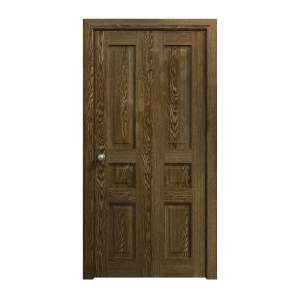 Sliding Closet Bi-fold Doors 60 x 96 inches | Ego 5012 Marble Oak | Sturdy Tracks Moldings Trims Hardware Set | Wood Solid Bedroom Wardrobe Doors