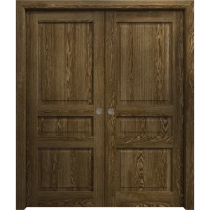 Sliding French Double Pocket Doors 36 x 80 inches | Ego 5012 Marble Oak | Kit Rail Hardware | Solid Wood Interior Bedroom Modern Doors