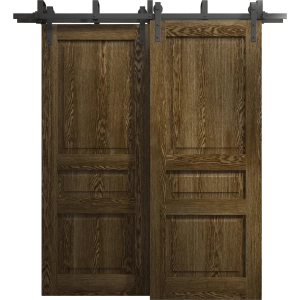 Sliding Closet Barn Bypass Doors 36 x 80 inches | Ego 5012 Marble Oak | Modern 6.6ft Rails Hardware Set | Wood Solid Bedroom Wardrobe Doors
