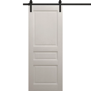 Modern Barn Door 18 x 80 inches | Ego 5012 Painted White Oak | 6.6FT Rail Track Heavy Hardware Set | Solid Panel Interior Doors