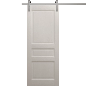 Modern Barn Door 18 x 80 inches | Ego 5012 Painted White Oak | 6.6FT Silver Rail Track Heavy Hardware Set | Solid Panel Interior Doors
