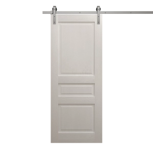 Modern Barn Door 30 x 96 inches | Ego 5012 Painted White Oak | 6.6FT Silver Rail Track Heavy Hardware Set | Solid Panel Interior Doors
