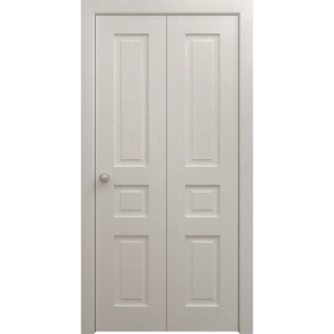 Sliding Closet Bi-fold Doors 36 x 80 inches | Ego 5012 Painted White Oak | Sturdy Tracks Moldings Trims Hardware Set | Wood Solid Bedroom Wardrobe Doors