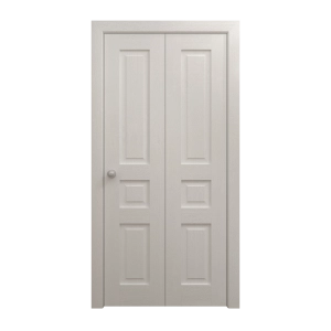 Sliding Closet Bi-fold Doors 60 x 96 inches | Ego 5012 Painted White Oak | Sturdy Tracks Moldings Trims Hardware Set | Wood Solid Bedroom Wardrobe Doors