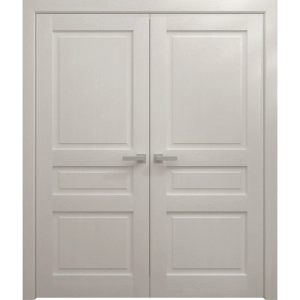 Interior Solid French Double Doors 36 x 80 inches | Ego 5012 Painted White Oak | Wood Interior Solid Panel Frame | Closet Bedroom Modern Doors