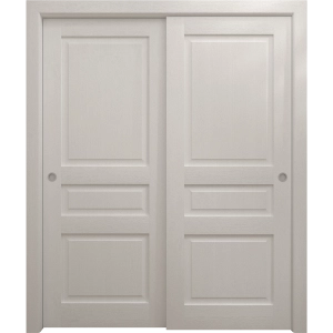 Sliding Closet Bypass Doors 36 x 80 inches | Ego 5012 Painted White Oak | Rails Hardware Set | Wood Solid Bedroom Wardrobe Doors