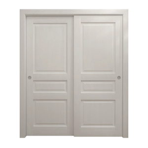 Sliding Closet Bypass Doors 84 x 84 inches | Ego 5012 Painted White Oak | Rails Hardware Set | Wood Solid Bedroom Wardrobe Doors