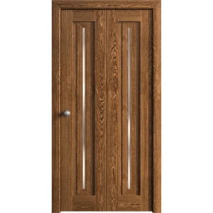 Sliding Closet Bi-fold Doors 36 x 80 inches | Ego 5014 Cognac Oak Veneer | Sturdy Tracks Moldings Trims Hardware Set | Wood Solid Bedroom Wardrobe Doors