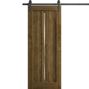 Modern Barn Door 18 x 80 inches | Ego 5014 Marble Oak | 6.6FT Rail Track Heavy Hardware Set | Solid Panel Interior Doors