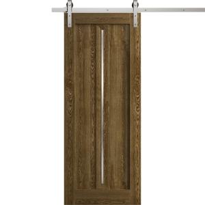 Modern Barn Door 18 x 80 inches | Ego 5014 Marble Oak | 6.6FT Silver Rail Track Heavy Hardware Set | Solid Panel Interior Doors