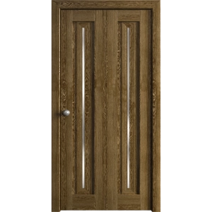 Sliding Closet Bi-fold Doors 36 x 80 inches | Ego 5014 Marble Oak | Sturdy Tracks Moldings Trims Hardware Set | Wood Solid Bedroom Wardrobe Doors