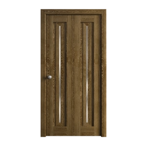 Sliding Closet Bi-fold Doors 72 x 96 inches | Ego 5014 Marble Oak | Sturdy Tracks Moldings Trims Hardware Set | Wood Solid Bedroom Wardrobe Doors