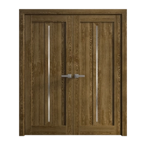 Interior Solid French Double Doors 48 x 84 inches | Ego 5014 Marble Oak | Wood Interior Solid Panel Frame | Closet Bedroom Modern Doors