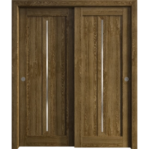 Sliding Closet Bypass Doors 36 x 80 inches | Ego 5014 Marble Oak | Rails Hardware Set | Wood Solid Bedroom Wardrobe Doors