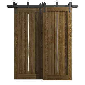 Sliding Closet Barn Bypass Doors 84 x 80 inches | Ego 5014 Marble Oak | Modern 8ft Rails Hardware Set | Wood Solid Bedroom Wardrobe Doors