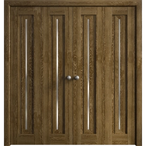 Sliding Closet Double Bi-fold Doors 72 x 80 inches | Ego 5014 Marble Oak | Sturdy Tracks Moldings Trims Hardware Set | Wood Solid Bedroom Wardrobe Doors