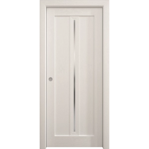 Sliding Pocket Door 18 x 84 inches | Ego 5014 Painted White Oak | Kit Rail Hardware | Solid Wood Interior Bedroom Modern Doors