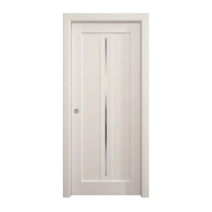 Sliding Pocket Door 30 x 80 inches | Ego 5014 Painted White Oak | Kit Rail Hardware | Solid Wood Interior Bedroom Modern Doors