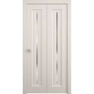 Sliding Closet Bi-fold Doors 36 x 80 inches | Ego 5014 Painted White Oak | Sturdy Tracks Moldings Trims Hardware Set | Wood Solid Bedroom Wardrobe Doors