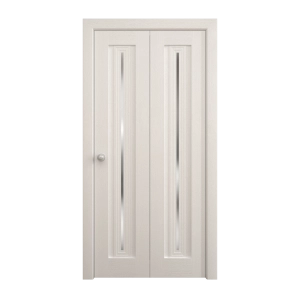 Sliding Closet Bi-fold Doors 84 x 84 inches | Ego 5014 Painted White Oak | Sturdy Tracks Moldings Trims Hardware Set | Wood Solid Bedroom Wardrobe Doors