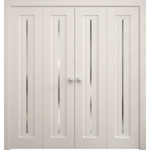 Sliding Closet Double Bi-fold Doors 72 x 80 inches | Ego 5014 Painted White Oak | Sturdy Tracks Moldings Trims Hardware Set | Wood Solid Bedroom Wardrobe Doors