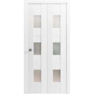 Sliding Closet Bi-fold Doors | Sete 6003 White Silk | Sturdy Tracks Moldings Trims Hardware Set | Wood Solid Bedroom Wardrobe Doors 