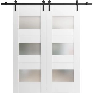 Modern Double Barn Door / Sete 6003 / 13FT Rail Track Set / Solid Panel Interior Doors-36" x 80"