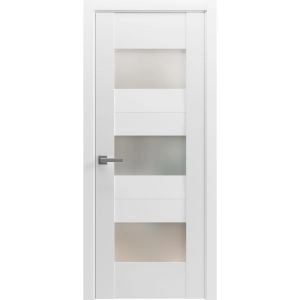 Solid French Door Opaque Glass / Sete 6003 White Silk / Single Regular Panel Frame Handle / Bathroom Bedroom Modern Doors -18" x 80"
