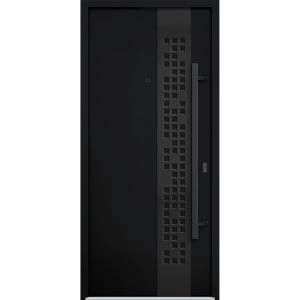 Front Exterior Prehung Steel Door / Deux 6078 Black Enamel / Entry Metal Modern Painted W36" x H80" Left hand Inswing