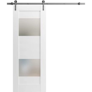 Modern Barn Door 2 Lites / Sete 6222 / 6.6FT Rail Track Heavy Hardware Set / Solid Panel Interior Doors-18" x 80"